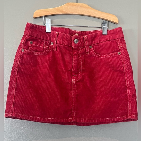 7 For All Mankind corduroy red mini skirt - Picture 9 of 9